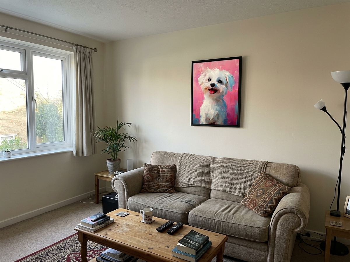 Oturma Odası Köpek Sanat Eseri İç Mekan